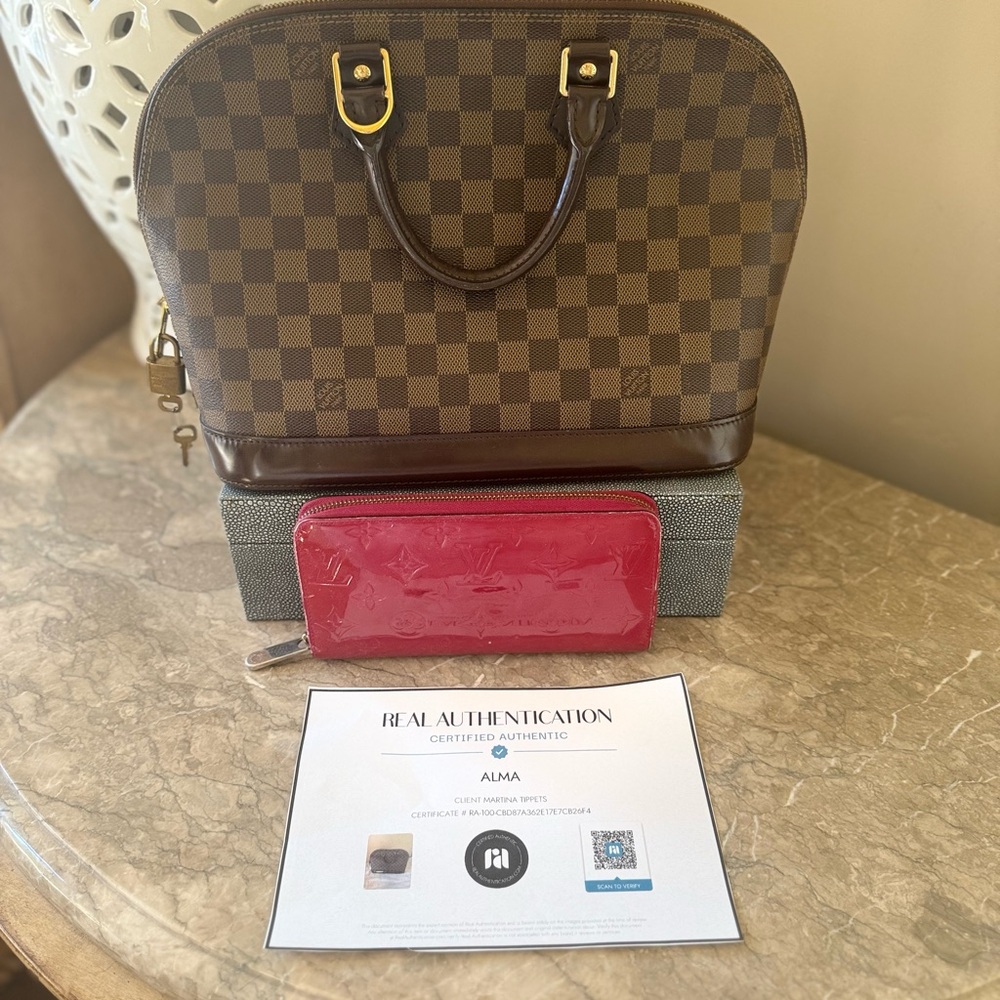 LOUIS VUITTON Alma PM Damier Handbag with COA